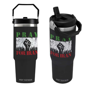Pray For Iran Flip Straw Tumbler Support Iranian People Peace TS12 One Size: 30 oz Black Print Your Wear