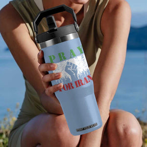 Pray For Iran Flip Straw Tumbler Support Iranian People Peace TS12 One Size: 30 oz Light Blue Print Your Wear