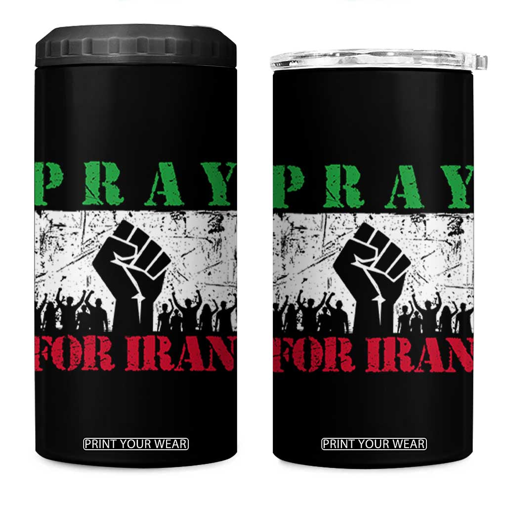 Pray For Iran 4 in 1 Can Cooler Tumbler Support Iranian People Peace TS12 One Size: 16 oz Black Print Your Wear
