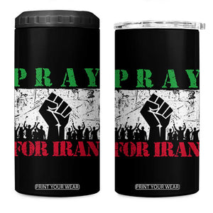 Pray For Iran 4 in 1 Can Cooler Tumbler Support Iranian People Peace TS12 One Size: 16 oz Black Print Your Wear