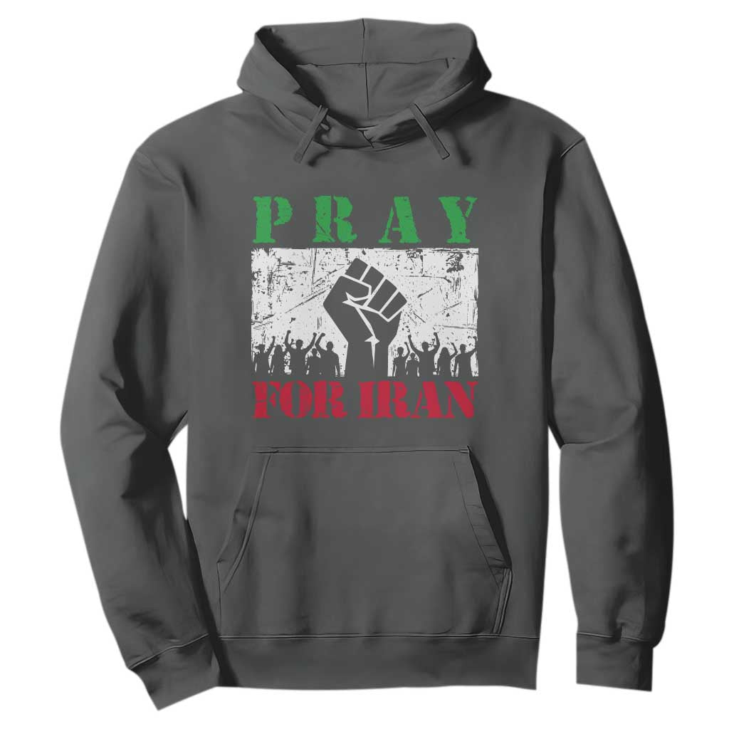 Pray For Iran Hoodie Support Iranian People Peace TS12 Dark Heather Print Your Wear