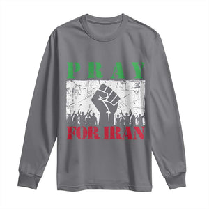 Pray For Iran Long Sleeve Shirt Support Iranian People Peace TS12 Charcoal Print Your Wear