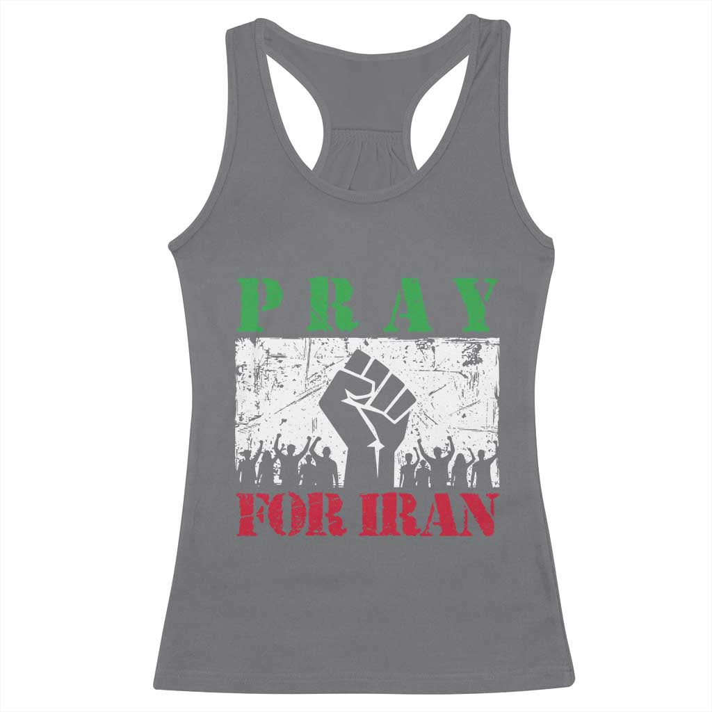 Pray For Iran Racerback Tank Top Support Iranian People Peace TS12 Charcoal Print Your Wear
