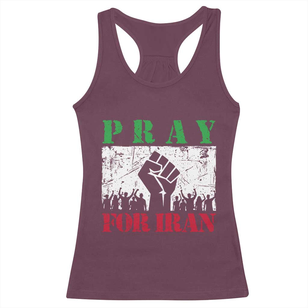 Pray For Iran Racerback Tank Top Support Iranian People Peace TS12 Maroon Print Your Wear