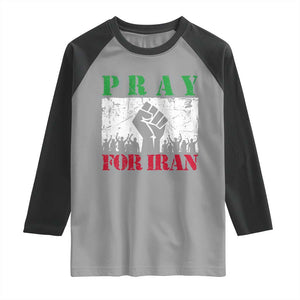 Pray For Iran Raglan Shirt Support Iranian People Peace TS12 Sport Gray Black Print Your Wear