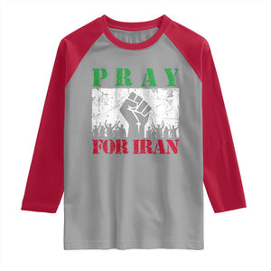 Pray For Iran Raglan Shirt Support Iranian People Peace TS12 Sport Gray Red Print Your Wear
