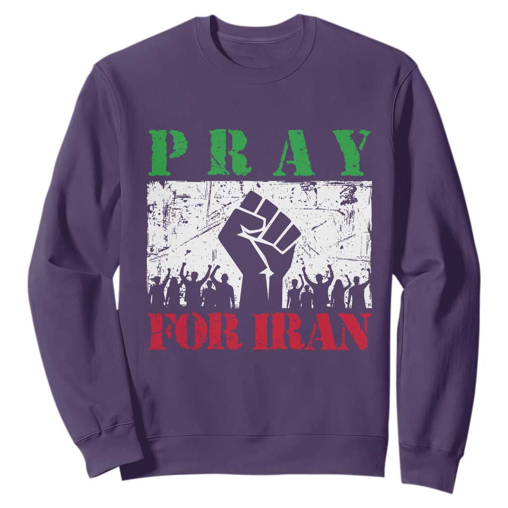 Pray For Iran Sweatshirt Support Iranian People Peace TS12 Purple Print Your Wear