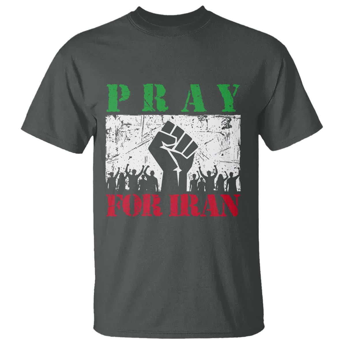 Pray For Iran T Shirt Support Iranian People Peace TS12 Dark Heather Print Your Wear