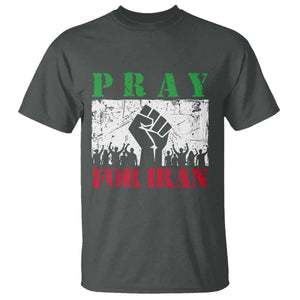 Pray For Iran T Shirt Support Iranian People Peace TS12 Dark Heather Print Your Wear