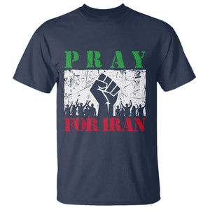 Pray For Iran T Shirt Support Iranian People Peace TS12 Navy Print Your Wear