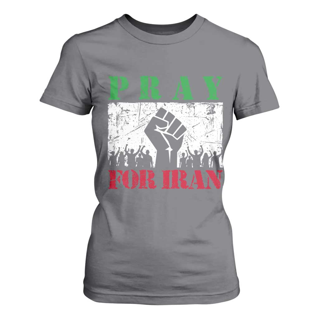 Pray For Iran T Shirt For Women Support Iranian People Peace TS12 Charcoal Print Your Wear