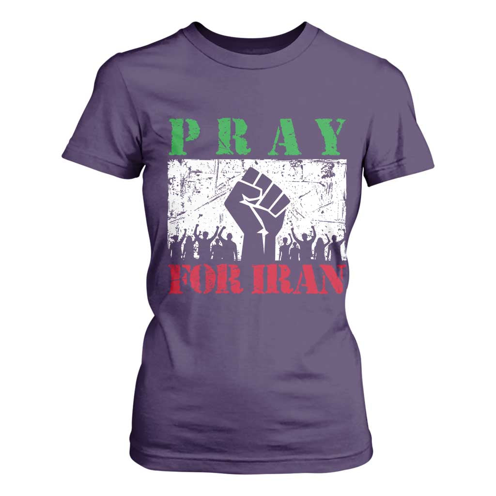 Pray For Iran T Shirt For Women Support Iranian People Peace TS12 Purple Print Your Wear