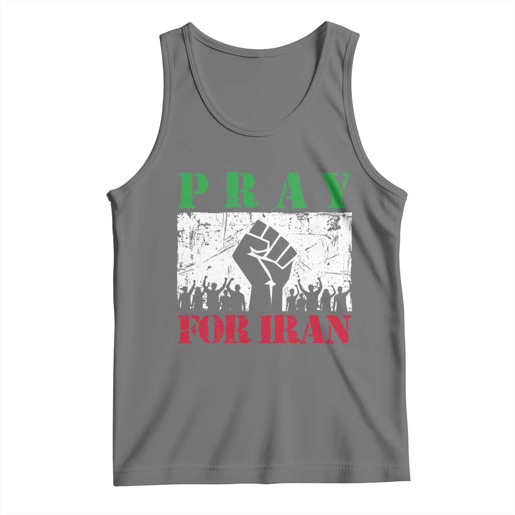 Pray For Iran Tank Top Support Iranian People Peace TS12 Black Heather Print Your Wear