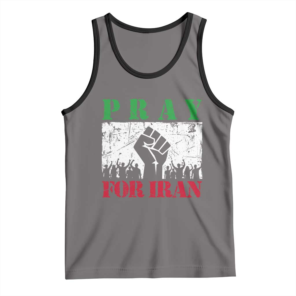 Pray For Iran Tank Top Support Iranian People Peace TS12 Deep Heather Black Print Your Wear