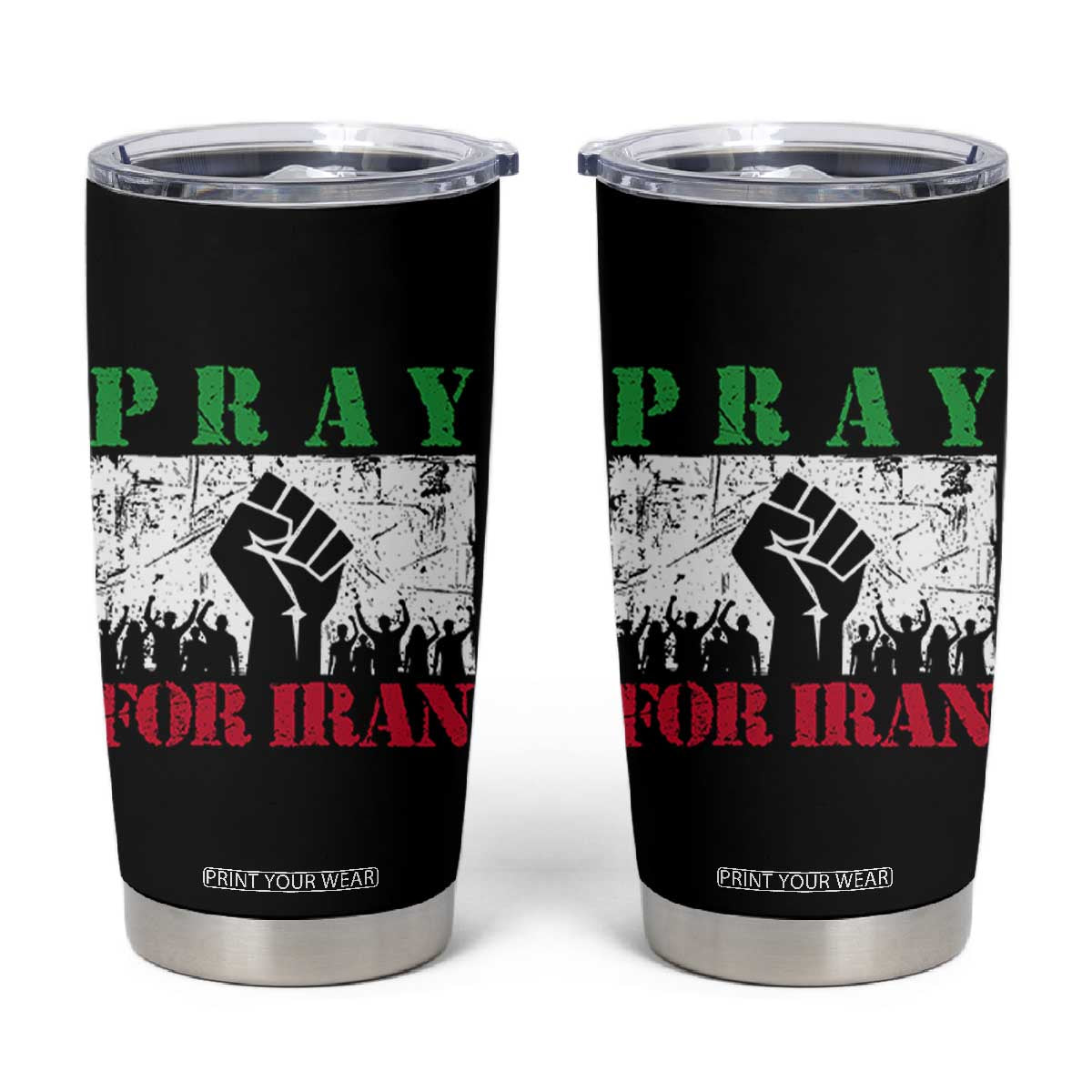 Pray For Iran Tumbler Cup Support Iranian People Peace TS12 Black Print Your Wear