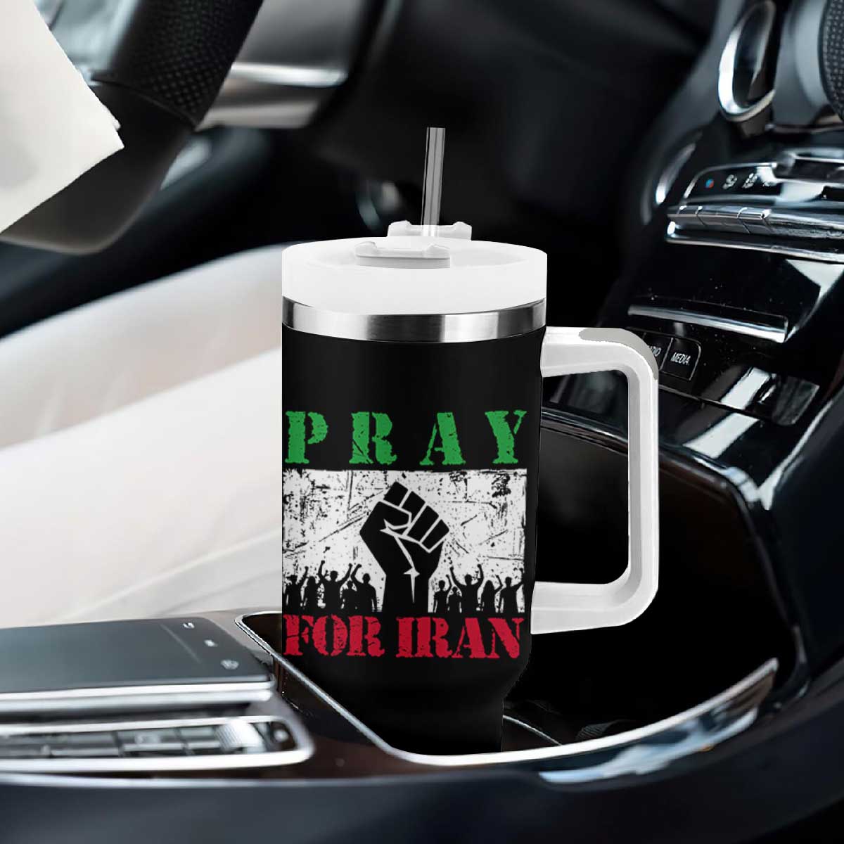 Pray For Iran Tumbler With Handle Support Iranian People Peace TS12 Print Your Wear