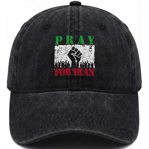 Pray For Iran Washed Cotton Baseball Cap Support Iranian People Peace TS12 Print Your Wear