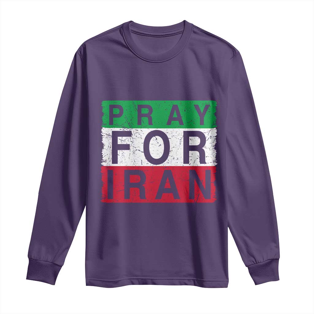 Pray For Iran Long Sleeve Shirt Support Peace For Iran TS12 Purple Print Your Wear