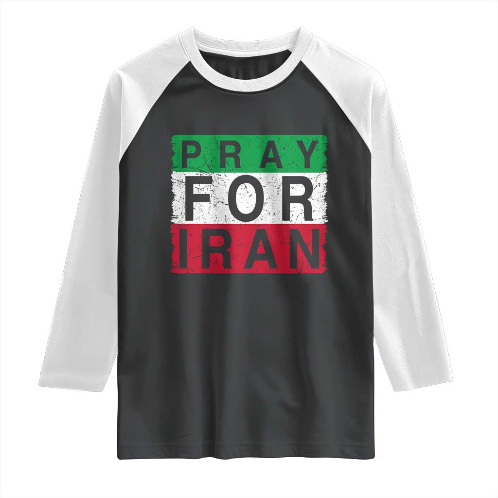 Pray For Iran Raglan Shirt Support Peace For Iran TS12 Black White Print Your Wear