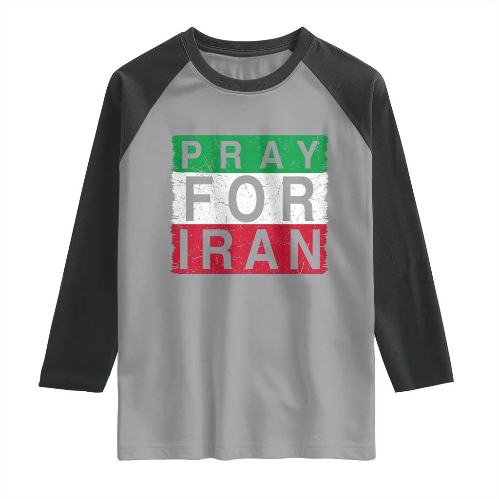 Pray For Iran Raglan Shirt Support Peace For Iran TS12 Sport Gray Black Print Your Wear