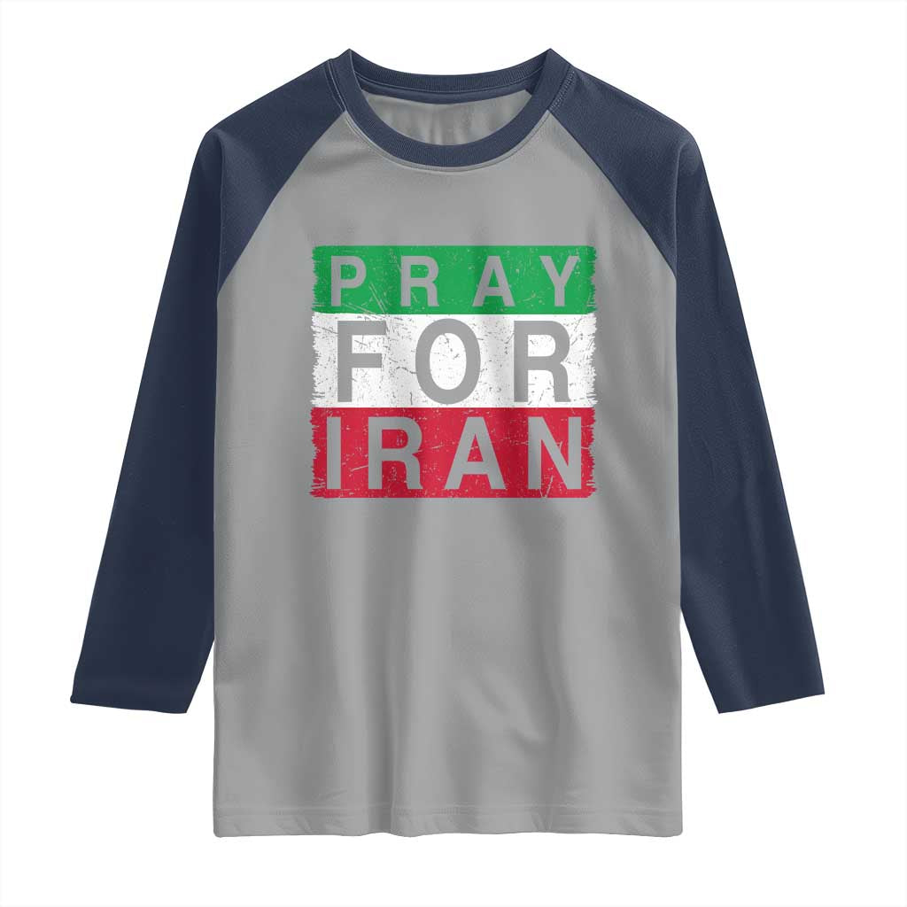 Pray For Iran Raglan Shirt Support Peace For Iran TS12 Sport Gray Navy Print Your Wear
