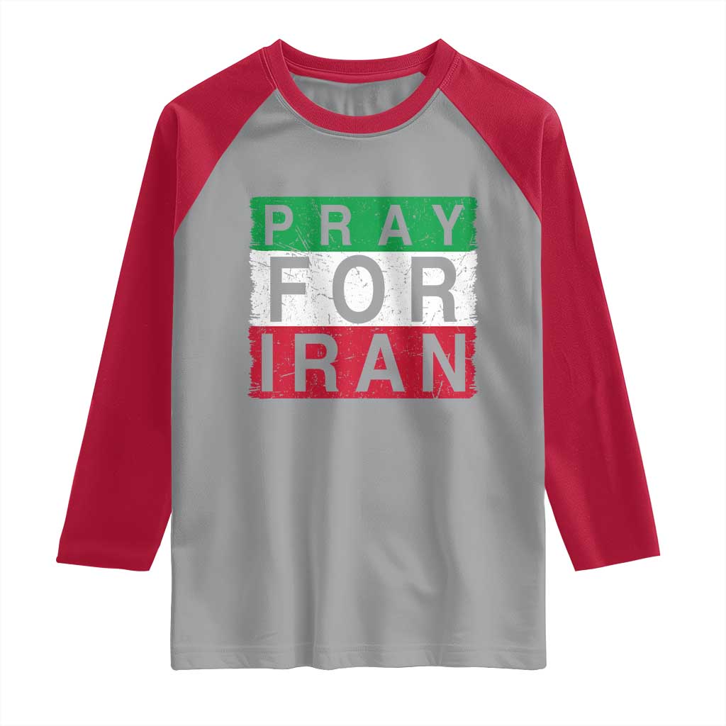 Pray For Iran Raglan Shirt Support Peace For Iran TS12 Sport Gray Red Print Your Wear
