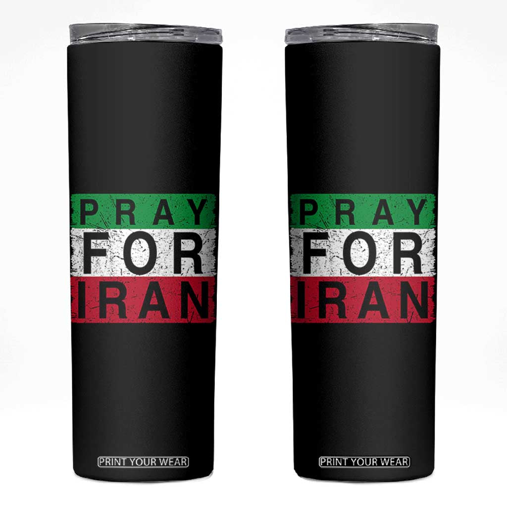 Pray For Iran Skinny Tumbler Support Peace For Iran TS12 Black Print Your Wear