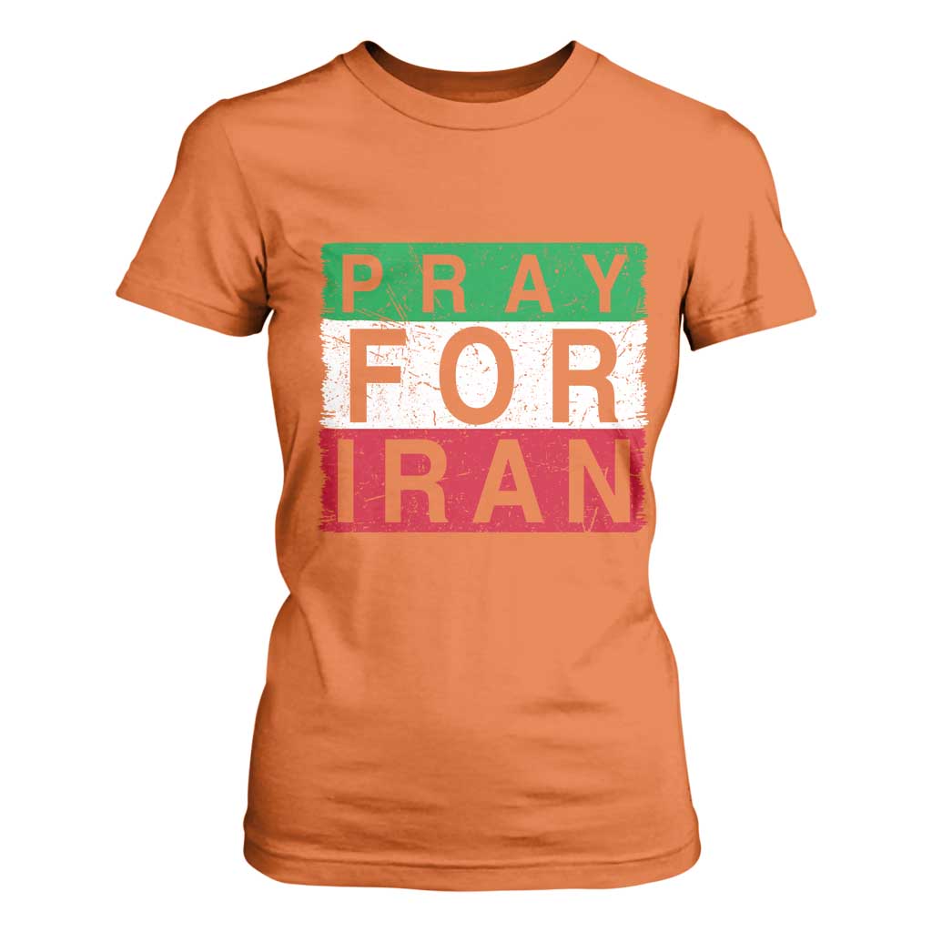 Pray For Iran T Shirt For Women Support Peace For Iran TS12 Orange Print Your Wear