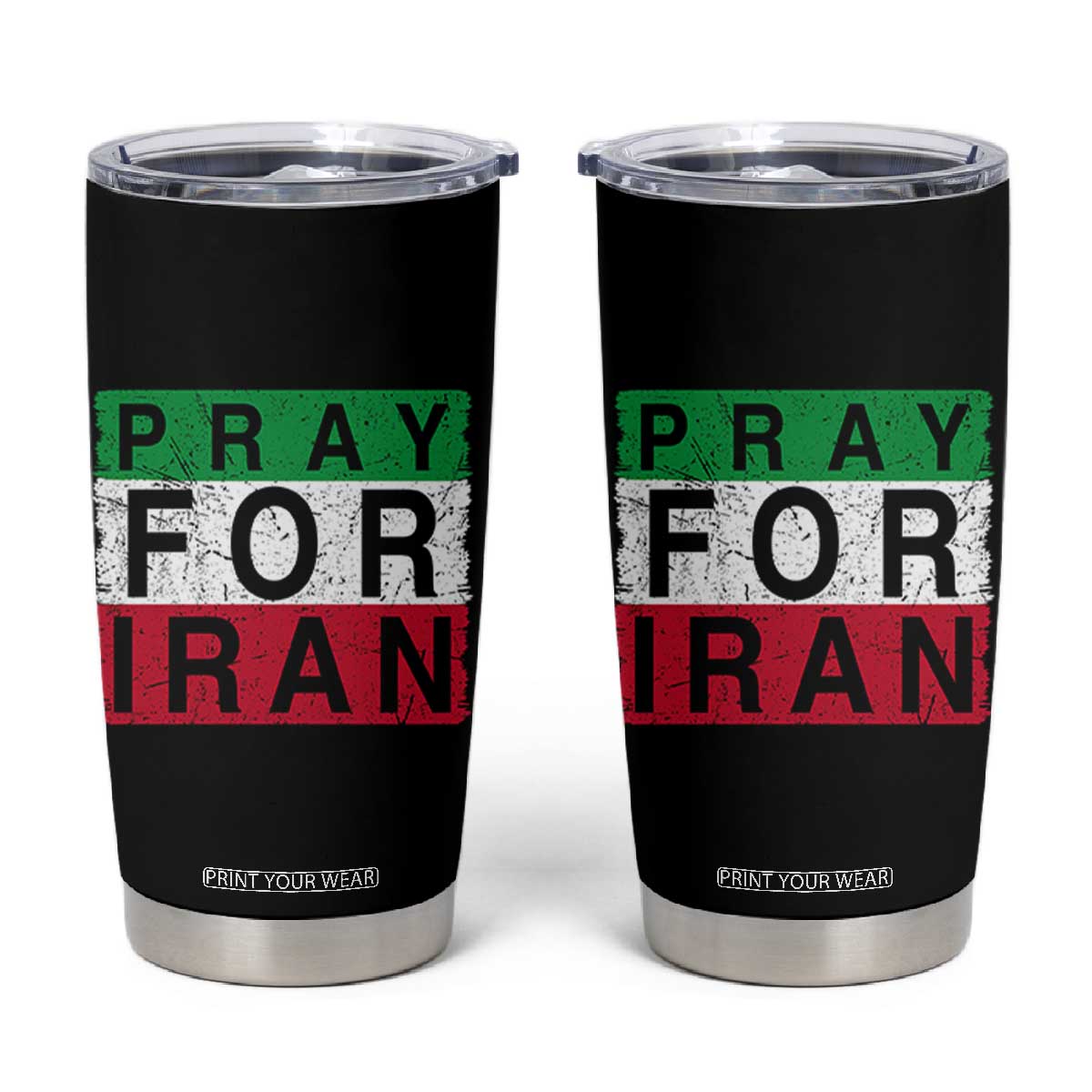 Pray For Iran Tumbler Cup Support Peace For Iran TS12 Black Print Your Wear