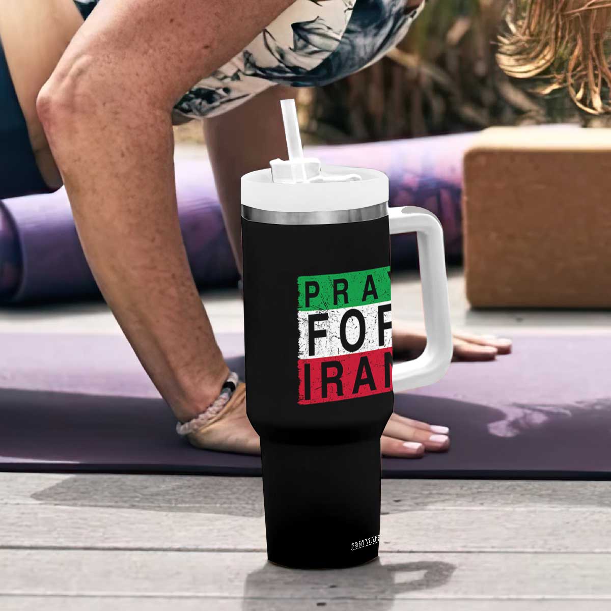 Pray For Iran Tumbler With Handle Support Peace For Iran TS12 Print Your Wear