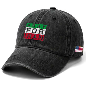 Pray For Iran Washed Cotton Baseball Cap Support Peace For Iran TS12 Print Your Wear