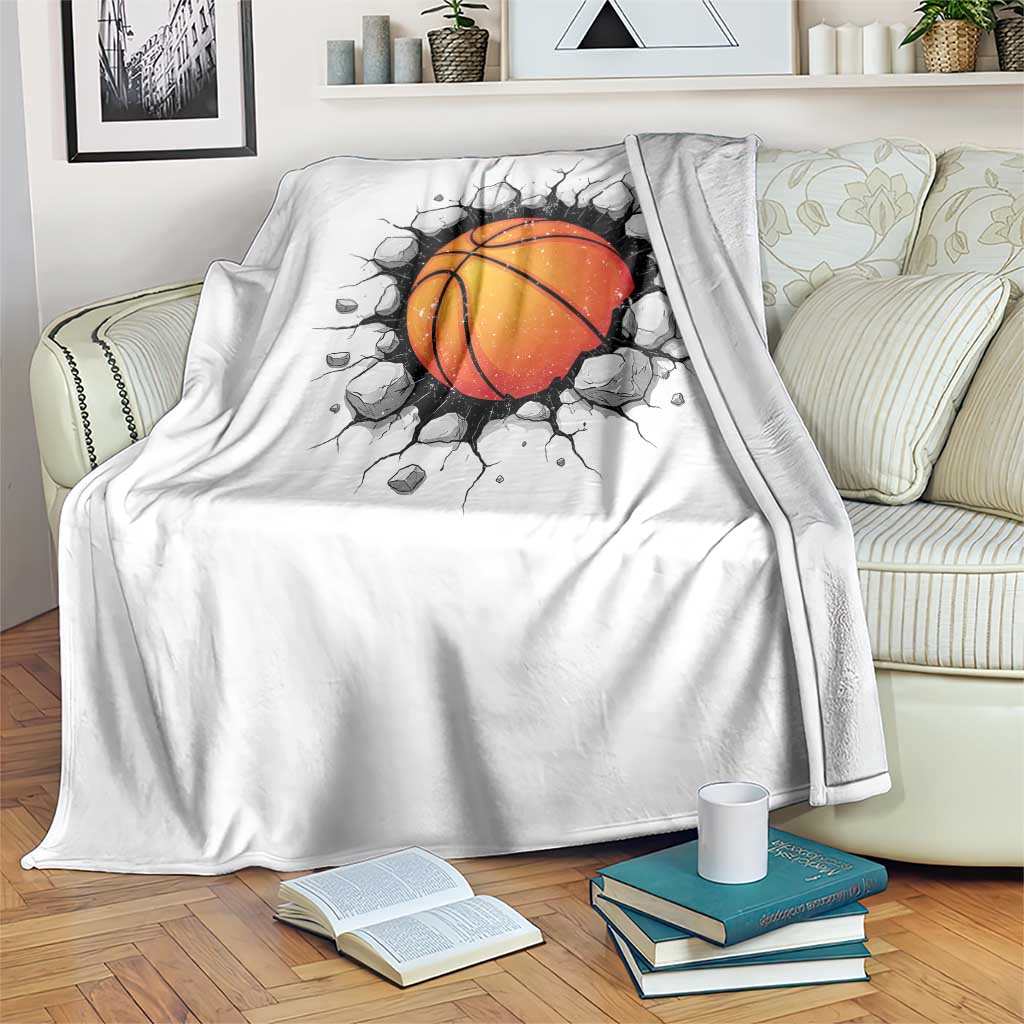 Funny Basketball Bursting Through Wall Throw Blanket Sports Fan Gift TS12 Print Your Wear