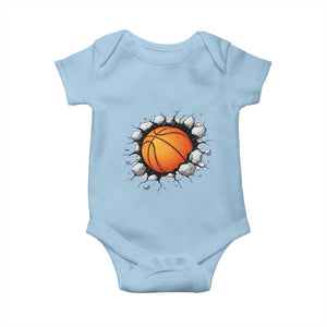 Funny Basketball Bursting Through Wall Baby Onesie Sports Fan Gift TS12 Light Blue Print Your Wear