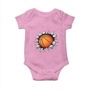 Funny Basketball Bursting Through Wall Baby Onesie Sports Fan Gift TS12 Light Pink Print Your Wear