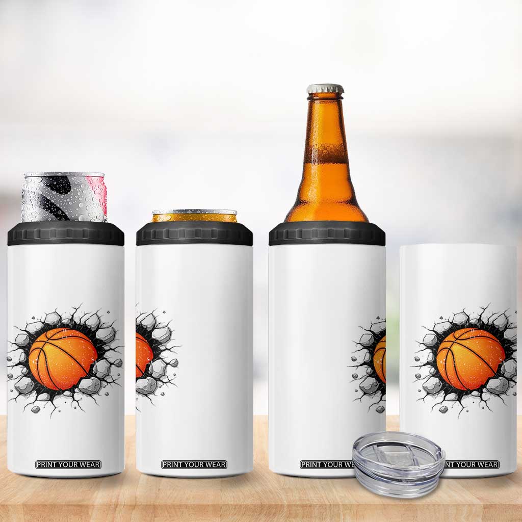 Funny Basketball Bursting Through Wall 4 in 1 Can Cooler Tumbler Sports Fan Gift TS12 Print Your Wear