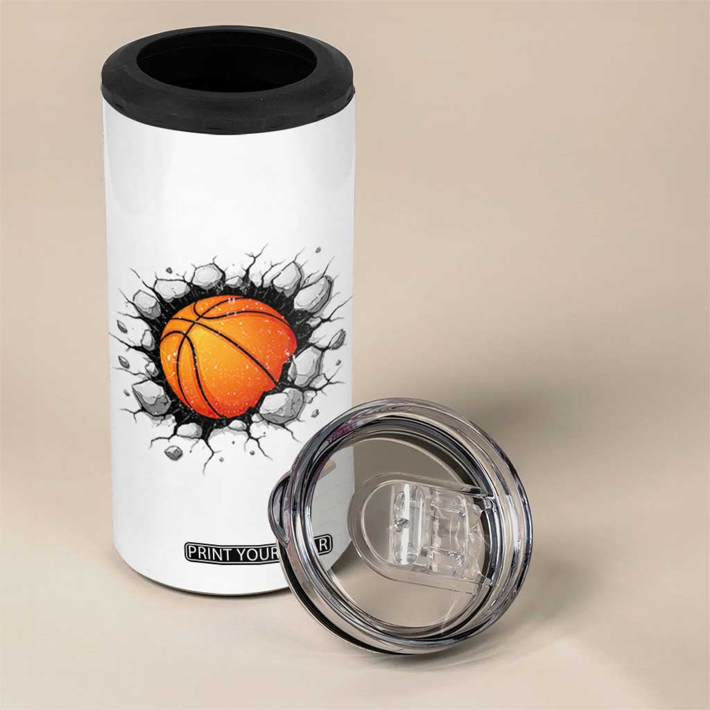 Funny Basketball Bursting Through Wall 4 in 1 Can Cooler Tumbler Sports Fan Gift TS12 Print Your Wear