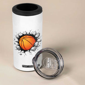 Funny Basketball Bursting Through Wall 4 in 1 Can Cooler Tumbler Sports Fan Gift TS12 Print Your Wear