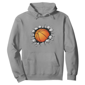 Funny Basketball Bursting Through Wall Hoodie Sports Fan Gift TS12 Sport Gray Print Your Wear