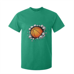 Funny Basketball Bursting Through Wall T Shirt For Kid Sports Fan Gift TS12 Irish Green Print Your Wear