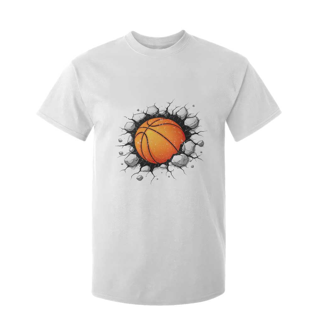 Funny Basketball Bursting Through Wall T Shirt For Kid Sports Fan Gift TS12 White Print Your Wear