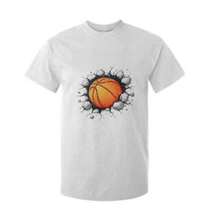 Funny Basketball Bursting Through Wall T Shirt For Kid Sports Fan Gift TS12 White Print Your Wear