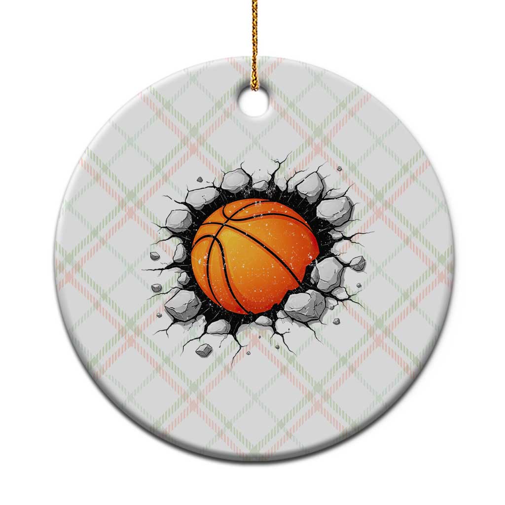 Funny Basketball Bursting Through Wall Ceramic Ornament Sports Fan Gift TS12 1pc Christmas Plaid Print Your Wear