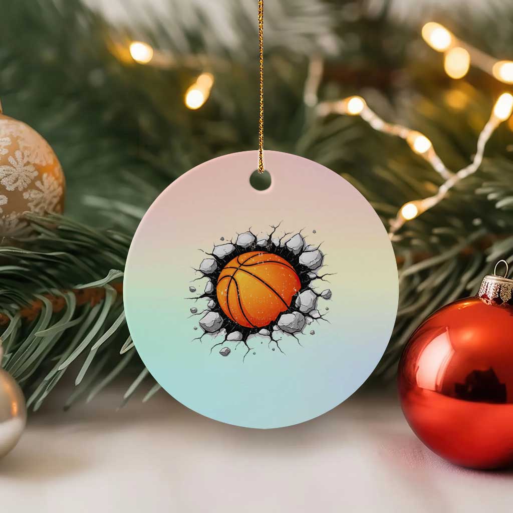 Funny Basketball Bursting Through Wall Ceramic Ornament Sports Fan Gift TS12 1pc Pastel Print Your Wear