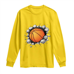 Funny Basketball Bursting Through Wall Long Sleeve Shirt Sports Fan Gift TS12 Daisy Print Your Wear