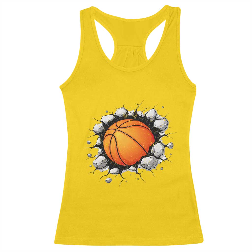 Funny Basketball Bursting Through Wall Racerback Tank Top Sports Fan Gift TS12 Daisy Print Your Wear