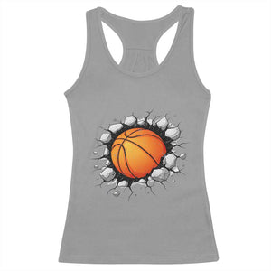 Funny Basketball Bursting Through Wall Racerback Tank Top Sports Fan Gift TS12 Sport Gray Print Your Wear