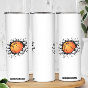 Funny Basketball Bursting Through Wall Skinny Tumbler Sports Fan Gift TS12 Print Your Wear