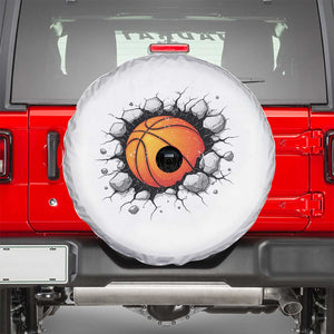 Funny Basketball Bursting Through Wall Spare Tire Cover Sports Fan Gift TS12 White Print Your Wear