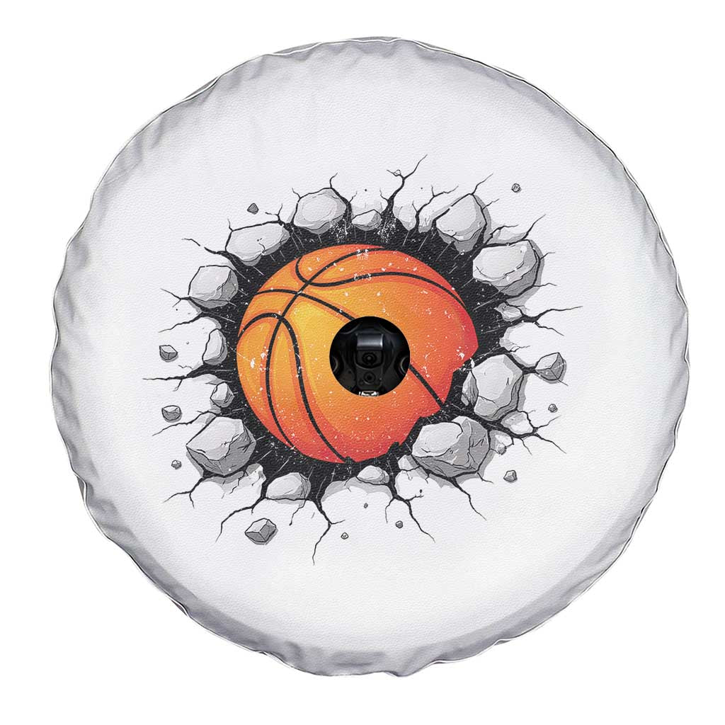 Funny Basketball Bursting Through Wall Spare Tire Cover Sports Fan Gift TS12 Print Your Wear