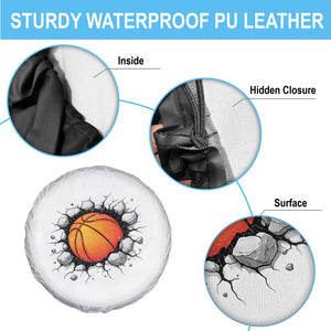 Funny Basketball Bursting Through Wall Spare Tire Cover Sports Fan Gift TS12 Print Your Wear